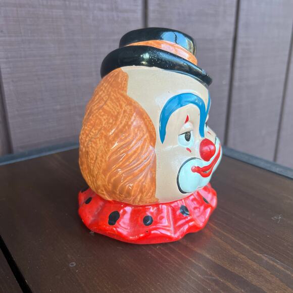 Vintage 70s Circus Clown Bank Cold Paint Ceramic Made in Taiwan Dopamine Kitsch - Picture 4 of 9